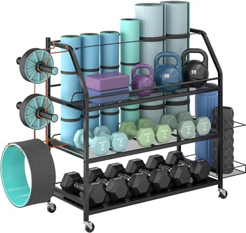 Staransun Staransun Weight Rack for Dumbbells - Widened Home Gym Storage Rack - Dumbbell Rack with 4 Flexible Wheels and Unique Storage on Both Sides - Image 1