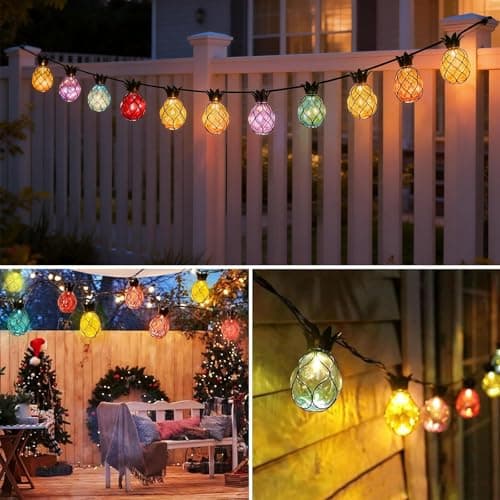 Vigdur Pineapple String Lights - Outdoor Patio Lights Plug in with 10 Pineapple Bulbs Connectable, Indoor String Light for Bedroom Bistro Tiki Decor(10FT - Thumbnail 5