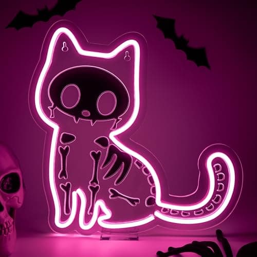 FAXFSIGN Electric Shock Cat Neon Sign Pink Cat Kitty LED Neon Signs for Wall Decor Home Kids Room Living Room Led Light for Cat Club&Clinic Neon Wall Unique Gift for Animal Lovers - Image 1
