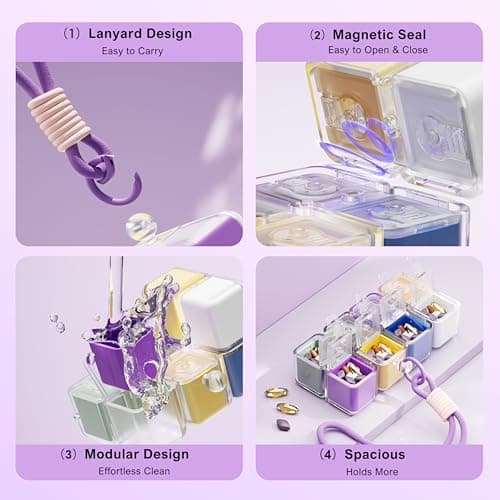 Fynvotriax Weekly Pill Organizer - Foldable Travel Pill Organizer Magic Cube - Large Daily Pill Case for Fish Oil, Medicine, Vitamins, Supplements, Sugar - Thumbnail 6