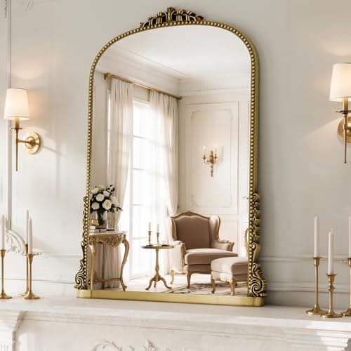 Vintage Gold Ornate Baroque Mirror - 40"X29" Arched Antique Brass Mirror with Full Frame - Traditional Decorative Wall Mounted Mirrors for Wall/Mantel/Entryway/Hallway - Home Decor for Living Room - Image 1