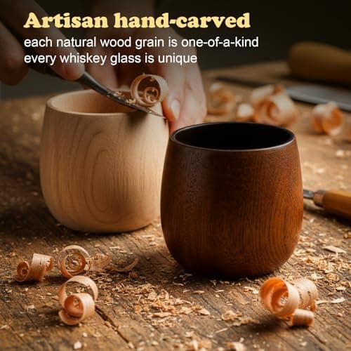 Shugahn Charred Wooden Whiskey Glasses 2-Pack | Handcrafted Old Fashioned Tumbler | Premium Gift for Men & Whiskey Lovers - Thumbnail 3