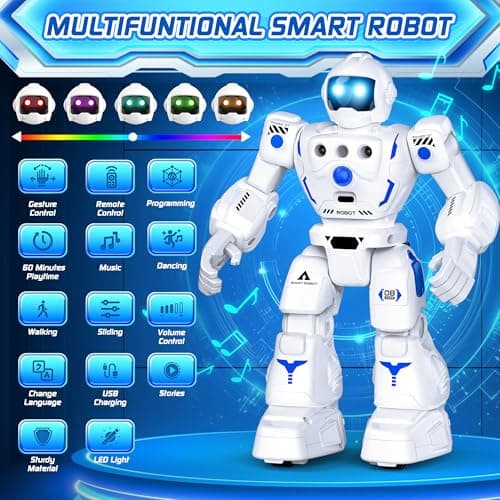BAZOLOTA Robot Toys for Kids, Programmable Remote Control Robot with Walking, Sliding, Singing and Dancing, RC Gesture Sensing Control Smart Robots for Age 3-12 3-5 Kids Christmas Birthday - Thumbnail 2
