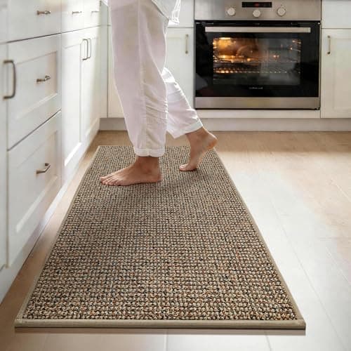 JSEI Kitchen Runner Rugs, 17''x48'' Non-Slip Kitchen Mats for Floor, Machine Washable Absorbent and Stain Resistant Kitchen Rug, Carpet Mats with TPR Backing for Kitchen, Taupe - Image 1