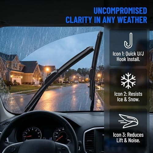 Premium All-Season Windshield Wiper Blades – Streak-Free, Quiet Performance | Durable Rubber, Easy Installation, Fits Most Cars (22''+22'') - Thumbnail 6