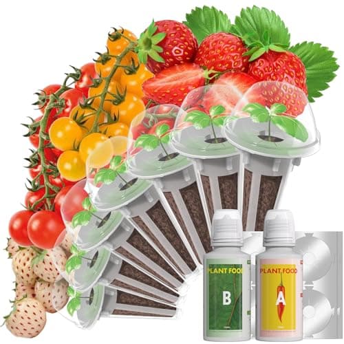 Strawberry Seed Pods for AeroGarden, Ahopegarden, iDOO Hydroponics Growing System, 350 Seeds+ Germination Including Red Cherry Tomato Golden Cherry Tomato, White Strawberry, Red Strawberry (7-Pods) - Image 1