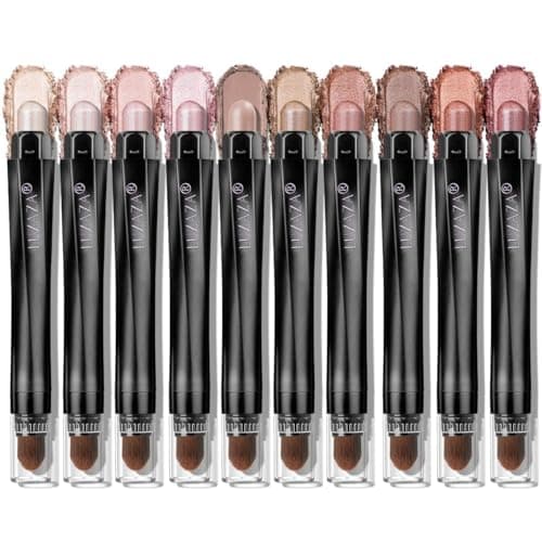 LUXAZA PRO Brown Eyeshadow Stick Makeup Set 10PCS, Neutral Shimmer And Matte Cream Eye Shadow Palette, Metallic Bronze Smoky Eyeliner Brightener Crayon Pencil Kit, Ideal Gift for Women -Love's Gifts - Image 1