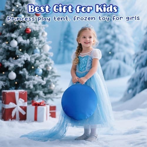 Skirfy Princess Play Tent, Frozen Toy for Girls, Ice Castle Kids Tent Indoor and Outdoor, Large Imaginative Playhouse for Toddler 3+,Christmas Birthday Thanksgiving Gift for Girls-64.2*41.3*41.3 inch - Thumbnail 3