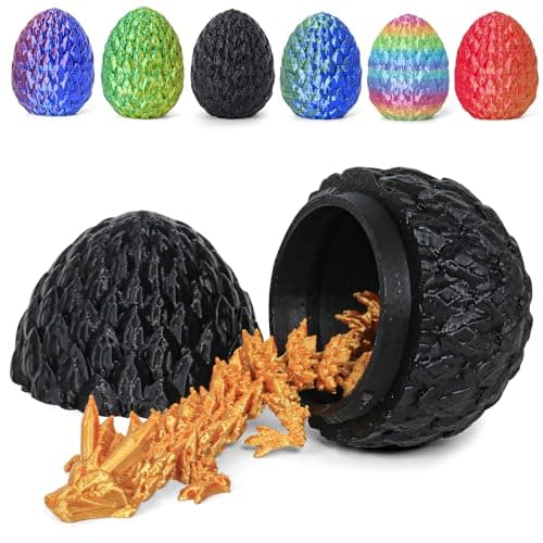 ONEVIVE 6 PCS Dragon Egg, 3D Printed Dragon Eggs with Dragon Inside Surprise Mystery Easter Egg Fidget Toy, Articulated Crystal Toys for Kid Desk Decor (B) - Thumbnail 2