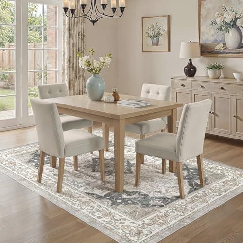cotiled 5x7 Area Rugs Large Washable Rugs for Living Room Soft Non-Slip Backing Stain Resistant Carpet for Bedroom Dining Room Vintage Rugs for Home Decor 5x7 Light Brown - Thumbnail 5
