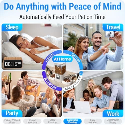 Frienhund Timed Automatic Cat Feeder 2 Cats with Slow Feed: Dual Automatic Dog Feeder with Information Visualization, Programmable Auto Cat Food Dispenser for Multiple Pets,Detachable for Clean-29 Cup - Thumbnail 5