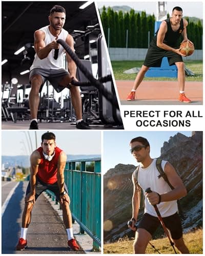 RIKUAOU Compression Shirt Men, Sleeveless Athletic Tank Top Workout Undershirt, Quick Dry Base Layer for Gym Running Training - Thumbnail 6
