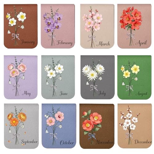 Graduation Gift Personalized Leather Magnetic Bookmark with Birth Flower & Custom Name - Handmade PU Leather Bookmark Clip for Readers, Unique Graduation Gift for Women & Men (1 Pack) - Thumbnail 5