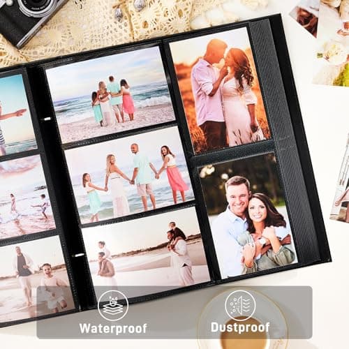 Targonixus Photo Album 4x6 600 Pockets Large Capacity Leather Album with Horizontal and Vertical Layout, Sturdy Dust-Proof Wedding Anniversary Memory Book for Family Travel Records, Black - Thumbnail 3