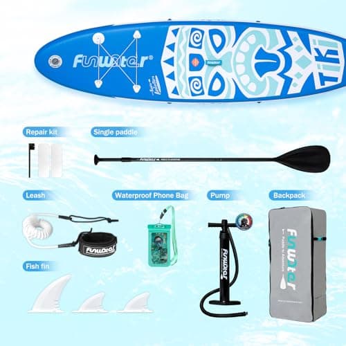 FunWater 10'6×33"×6" Inflatable Stand Up Paddle Board with Premium SUP Paddleboard Accessories, Wide Stable Anti-Slip EVA Deck,Paddle Boards for Adults & Youth of All Skill Levels - Thumbnail 4