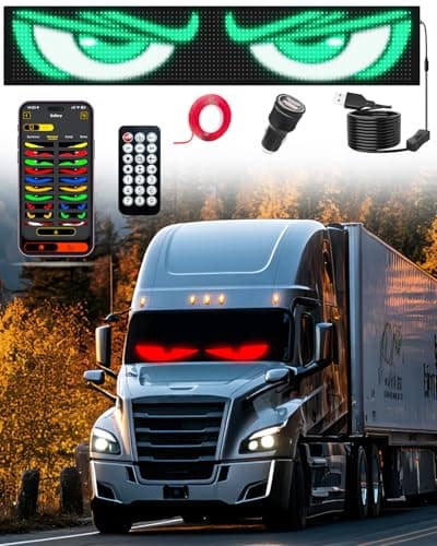 Devil Eyes Light for Windshield: 35.4"x7.6" LED Eyes Sign with APP & Remote Control - 5V USB Programmable Digital Lighting Display, LED Lights for Trucks - Image 1