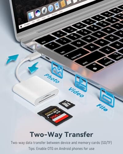 USB-C SD Card Reader, Dual Slot for SD/MicroSD Cards, Type C SD Card Adapter Compatible with iPhone 17/16/15, Pad,Laptop, Memory Card Reader Trail Camera Viewer Plug and Play - Thumbnail 3