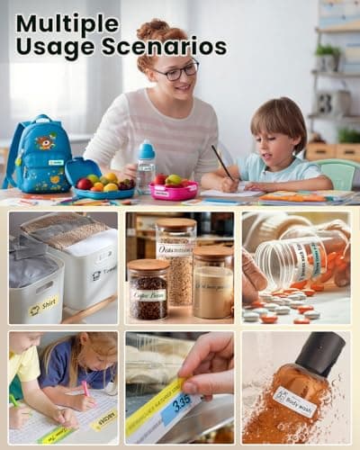 NADAIIN N12 Label Maker Machine with Tape, Mini Bluetooth Label Printer, Small Labeler Portable Thermal Label Makers Multiple Templates for Home School Office Kitchen - Thumbnail 6