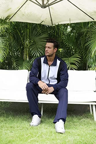 Sun Lorence Track Suits for Men Set 2 Piece Full Zip Sports Mens Sweatsuit Sets Jogging Suits Set Navy Blue Small - Thumbnail 5