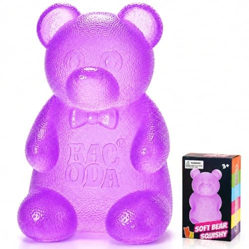 Zhgood Gummy Bear Squishy, Sensory Fidget Toy Toys for Anxiety Stress Relief,Squishies Sensory Toy for Adults Kids Teens,Purple Stress Ball for Classroom Prize, Birthday Gifts Party Favors