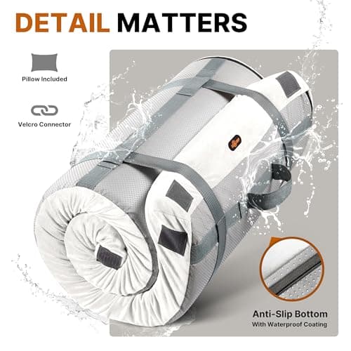 Floor GAIALOOP Memory Foam Car Camping Bed Glamping Roll Up Futon Mattress, Japanese Floor Sleeping Mat Camp Cot Mattress Pad Travel Guest Side Sleepers [Twin XL: 80 * 38 * 3''] - Thumbnail 5