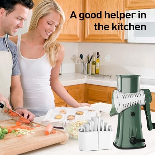 APSARAS USA Rotary Cheese Grater, 5 in 1 Rotary Grater, Cheese Grater Hand Crank, Replaceable Stainless Blades Cheese Shredder, Cheese Slicer, Easy to Clean Kitchen Gadgets with Storage Box - Thumbnail 4