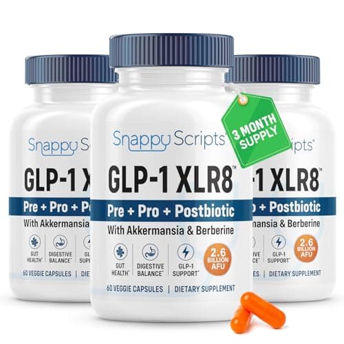 GLP-1 XLR8 Supplement for Weight Loss, Digestion, Constipation, Bloating Relief with Akkermansia 2.6 Billion AFU Live Prebiotic Probiotic Postbiotic Gut Health + Berberine for Women Men 180 Capsules - Image 1