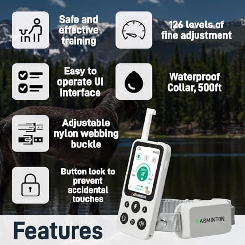 CASMINTON Shock Collar for 2Dogs [CRS01Pro]126 Training Levels, 4 Powerful Modes With 2.8-inch LCD high-definition display100% Safe Training Collar for Large Medium Small Dogs IPX7 Waterproof E Collar - Thumbnail 4