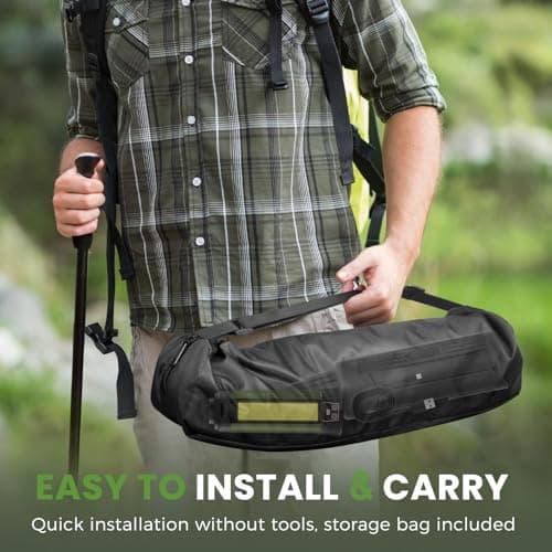 Mlogiroa Rechargeable Camping Light with Stand: Cordless Work Light Kit 3 Page Head 500/1000/2000 Lumen 3500/6500K - Dimmable 6AH Camp Lights with Detachable Tripod,Hooks and Carrying Bag(Green-S) - Thumbnail 4