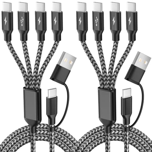 USB C Splitter Multi Charging Cable,USB A/C to USB C Charging Cord,Dual Type C Charger Cord,4 in 2 Multi Charger Cord with 4 Type-C Connectors Compatible with iPhone16/15/Cell Phones Tablets and More. - Image 1