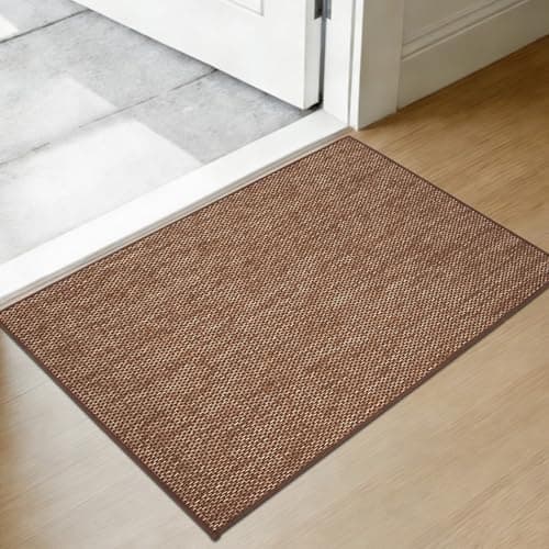 Indoor Door Mat 20"x32" - No Creases Entryway Mat, Low-Profile Dirt Trapper Front Door Mat for Inside Entrance, Non Slip Rubber Backing Inside Doormat for Entryway, Easy Clean Washable (Brown) - Image 1