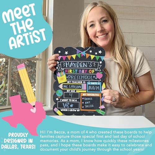 My First Day of School Sign with Markers -11x14 Back to School Signs First and Last Day, Kindergarten Chalkboard Signs, Pre K Sign Board, Preschool Board, Reusable Photo Prop for Kids - Thumbnail 2