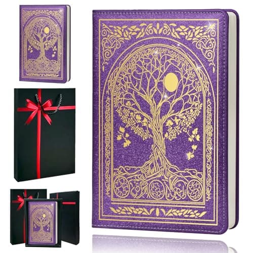 QDWXDEL Journal for Women,A5 Hardcover Leather Journal - 200 Pages Premium Paper Notebook, Tree Journal Notebook for School, Work (Tree Purple) - Image 1