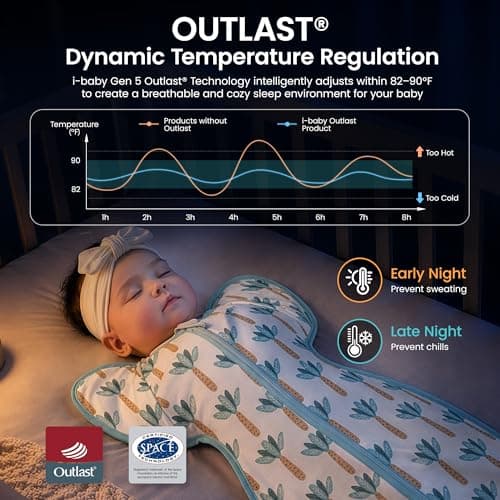 i-baby Outlast® Transitional Swaddle Sleep Sack, Arms Up Self-Soothing Swaddles with Arms in Out Cuffs Design for Newborns, Baby Sleeping Bag Wearable Blanket, Boy Girl Newborn Essentials - Thumbnail 3