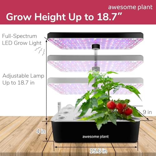 Awesome Plant 14Pro Hydroponics Growing System Kit (14 Pods), Large Indoor Herb Garden Kit with 5L Watertank, LED Grow Light, Perfect Hydroponic Gardening Gifts, Adjustable Height Up to 18.7", Black - Thumbnail 5