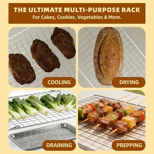 JINANJUNGU Cooling Rack, 3 Tier Stackable Cooling Racks for Cooking Baking Roasting, Multi-Level Collapsible Cookie Rack for Cakes, Oven Safe & Easy Clean (Silver, 3-Tier) - Thumbnail 6