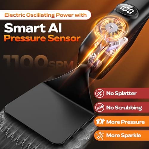 Bristle-Free Grill Brush with Smart AI Pressure Sensor, Electric Grill Brush for Outdoor Grill, BBQ Grill Cleaner with Three Replaceable Brush Heads (Black) - Thumbnail 2