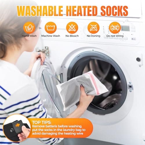 Starines 8000mAh Heated Socks for Men Women,APP Control Rechargeable Battery Electric Socks,Heating Foot Warmers Up to 13H Valentine's White Elephant Gift for Outdoor Winter Work Ski Hiking Hunting - Thumbnail 6