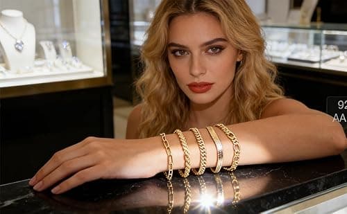 Alegend Bracelet Set 14K Gold Plated Multiple Classic Chain Types Paperclip, Twisted,Cuban,Snake Bone,O-Chain Lobster Clasp Adjustable Extender - Thumbnail 6