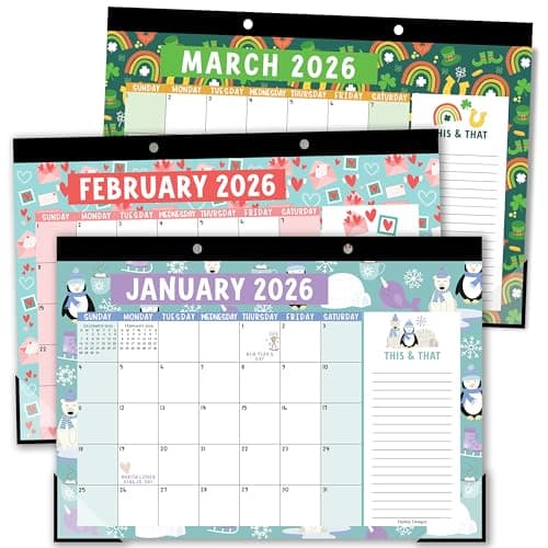 Hadley Designs Large Desk Calendar 2026-2027 - Desktop Calendar 2026, 18-Month Desk Calendars for Home, Office & Classroom, Cute Colorful Classroom Must Haves, Gifts for Coworkers, Teachers & Students - Image 1