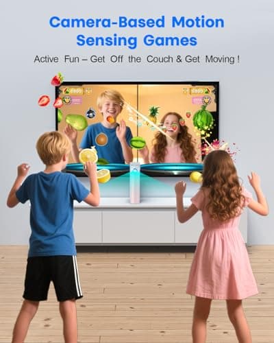 MetFut Motion Sensing Game Console - 28 Fun Games, Plug & Play, Light Physical Exercise & Entertainment for Kids & Family, Compatible with TV, PC, Projector—White&Pink - Thumbnail 3