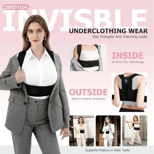 DEZIYUA Posture Corrector Back Brace for Women and Men, Shoulder Straightener, Adjustable Back Support Brace, Back Pain Relief – Slouching, Scoliosis, Hunchback, Hump, Thoracic, Spine Alignment – with Adjustable Shoulder Straps, Posture Support. Posture Corrector Back Brace - L (Underbust 31''-37'') - Thumbnail 5
