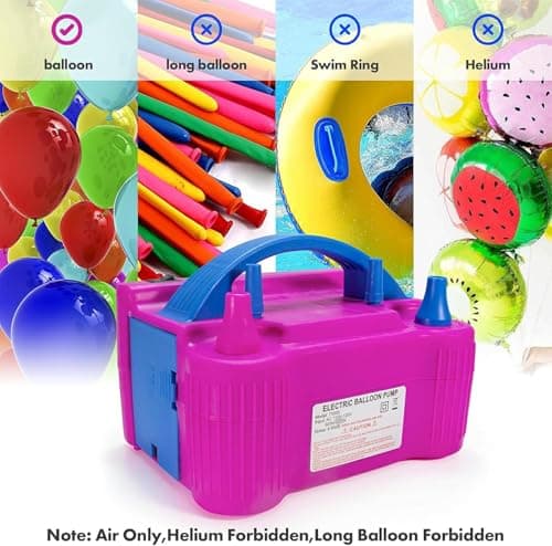 XBllcyiv Balloon Pump Electric,110V 600W Balloon Blower Inflator Dual Nozzle Air Pump Balloons Inflator for Decoration, Party, Sport,Gifts:2 Balloon Tying Tools (Blue) - Thumbnail 6