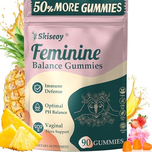 Skiseoy Pineapple Gummies for Women pH - Feminine Balance Gummies for Flora and Vaginal Health + Vitamin C for Immune Support, Probiotics Women's pH Balance Gummy Nutrition Vegan Friendly, 90 Counts - Image 1