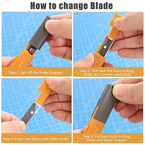 Mulwark 11PC Box Cutter Retractable Utility Knife Set - Heavy Duty Craft Knife with 10PC Sharp Snap-off 9MM 30 Degree Blades for Precision Cutting - Thumbnail 5