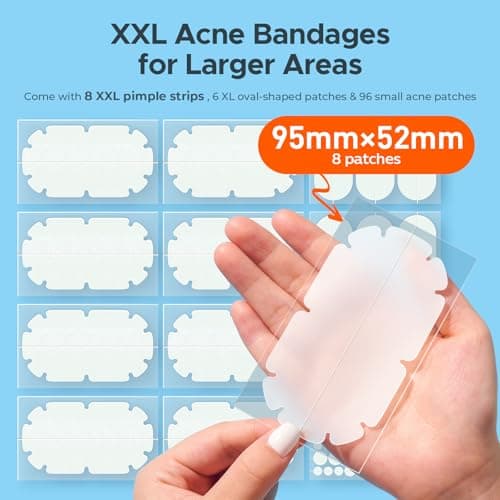 XXL Pimple Patches for Body, Large Acne Patches, 5 Sizes Big Hydrocolloid Bandages for Back, Chest, Shoulders Zit Breakouts, Blemish Stickers for Face (Oval, Dot 110 Count) - Thumbnail 2