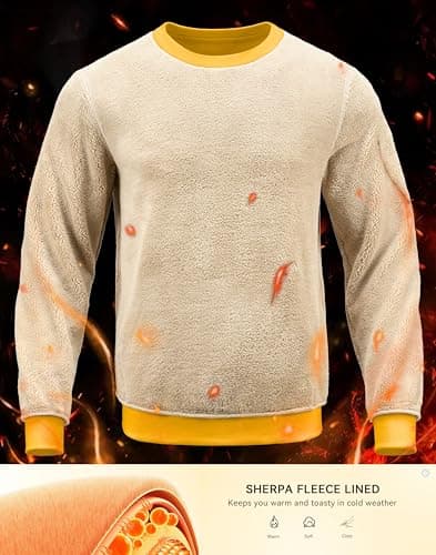 G Gradual Sherpa Lined Sweatshirts for Men Fleece Crewneck Sweatshirt Pullover Warm Shirts for Winter, Bright Yellow, 3X-Large - Thumbnail 4