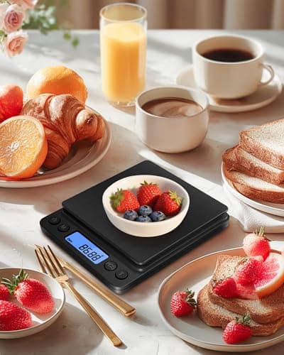 NEXT-SHINE Gram Scale 500g x 0.01g Precision, Mini Pocket Size Scales with 2 Plastic Trays LCD Display, Weighing Coffee Espresso Small Food - Thumbnail 2