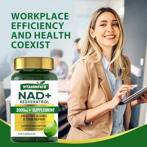 VITAMINFATE NAD+ Supplement 2000 mg - 120 Capsules True NAD+ & Resveratrol, NMN Alternative Supports Anti-Aging, Cellular Energy & Repair, Metabolism & Brain Boost for Men & Women - Thumbnail 3