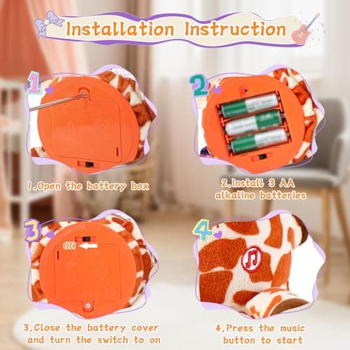 LLUKEME Dancing Giraffe Toy Stuffed Animal Baby Toys Singing Song Toddlers Toy Repeats What You Say Glowing Musical Toy for Baby Birthday Gift Groovy Giraffe Toy (Giraffe Toy) - Thumbnail 4